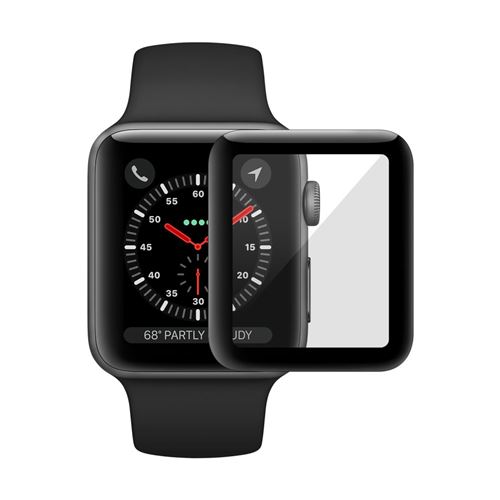 Protecteur écran en verre trempé noir pour votre Apple Watch Series 3/2/1 38mm