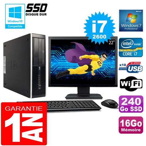 Pc hp compaq 8300 sff core i7-2600 ram 16go disque 240 go ssd wifi w7 ecran 22' État correct - Hewlett-Packard reconditionné disponible sur Fnac