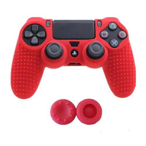 Oem Rouge Coque De Protection En Silicone Avec 2 Caps Pour Manette Ps4/Slim/Pro