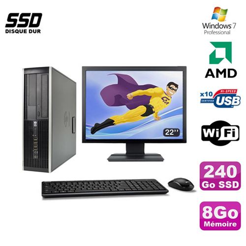 Pc hp compaq 6005 pro sff amd 3ghz 8go 240go ssd graveur wifi w7 pro 22' État correct - Hewlett-Packard reconditionné disponible sur Fnac