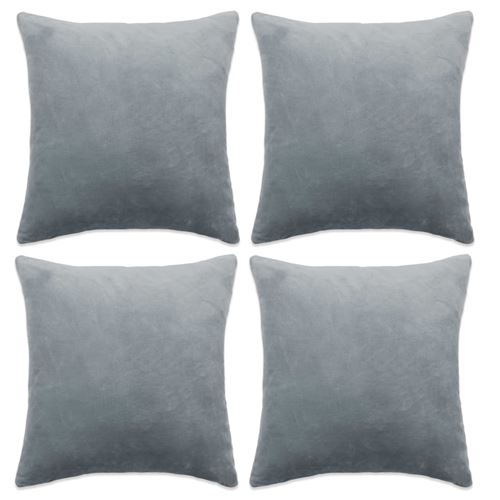 vidaXL Housse de coussin 4 pcs Velours 80 x 80 cm Gris
