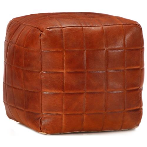 vidaXL Pouf 40 x 40 x 40 cm Brun roux Cuir véritable de chèvre