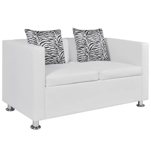 vidaXL Canapé à 2 places Cuir synthétique Blanc