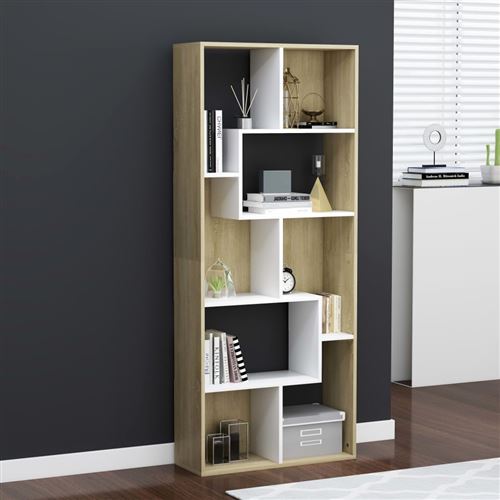 vidaXL Bibliothèque Blanc et chêne sonoma 67x24x161 cm Aggloméré
