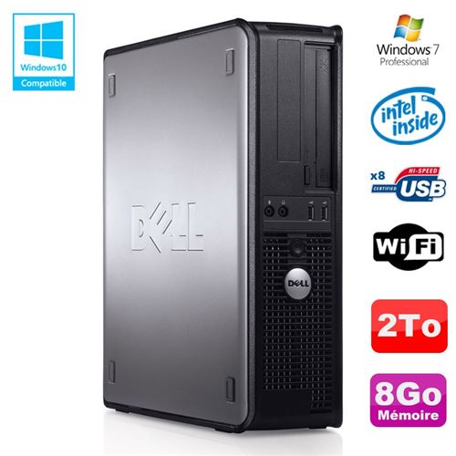 Pc dell optiplex 780 dt intel e5200 2,5ghz 8go disque 2000go wifi win 7 pro État correct - Dell reconditionné disponible sur Fnac