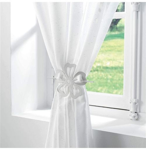 Embrasse broche pour rideau - D 15 cm - Petaly - Blanc
