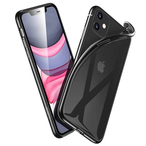 Coque pour Apple iPhone 11 - Etui Gel TPU Silicone Transparent Contour Couleur Brillant NOIR Protection Souple Ultra Mince Phonillico®