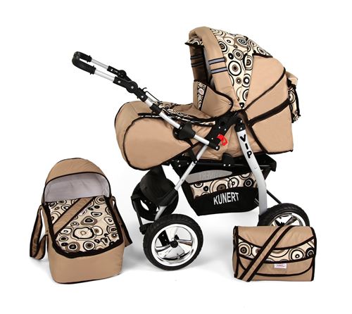 Poussette / Landau combiné 2en1 multifonctions bébé enfant 0-36m avec équipement Roues en mousse Volver