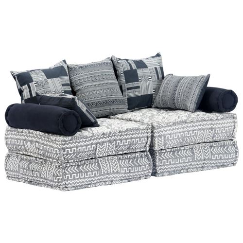 vidaXL Canapé-lit modulaire à 2 places Gris Tissu