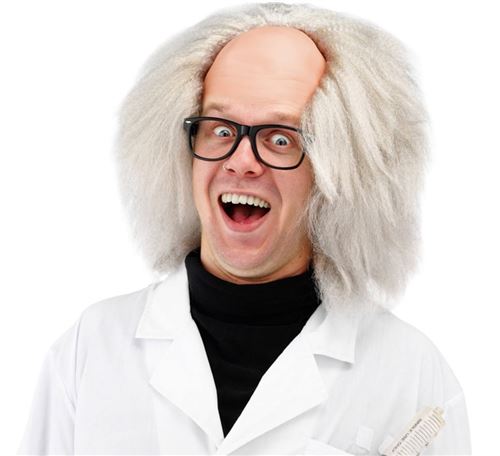 Folat perruque Einstein hommes 58 cm polyester blanc