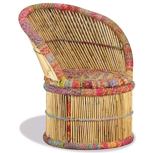 vidaXL Chaise en bambou avec détails chindi
