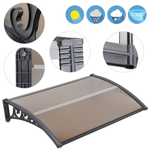 Auvent de Porte et Fenêtres Jeobest DIY 120x80 cm-Marron