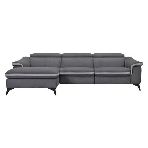 HOUSTON Canape dangle gauche 1 place relax electrique - Tissu Gris - L 268 x P 103 x H x 76 cm