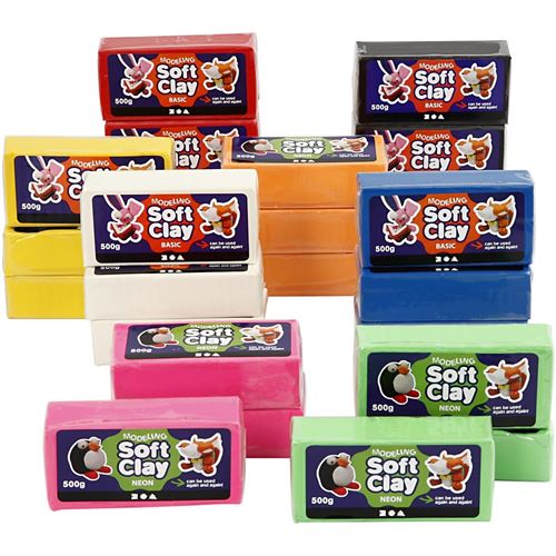Creotime argile 24 pièces 500 grammes multicolore
