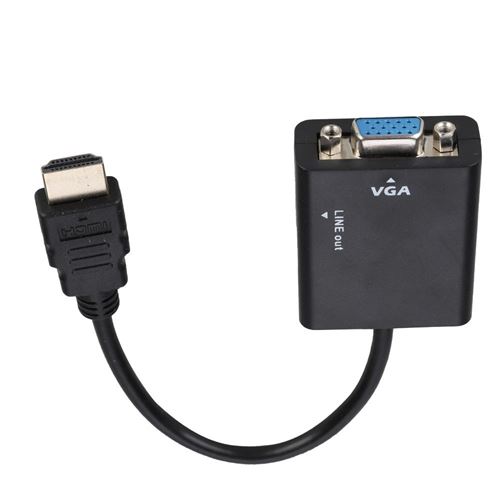 Adaptateur HDMI vers VGA 1080p portable et câble audio 3,5 mm d'alimentation USB