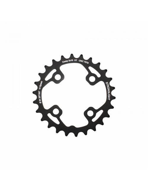 Plateau vtt 4bra double 26dts d.64 2x10 interieur stronglight 10v. shimano xt m785 Noir