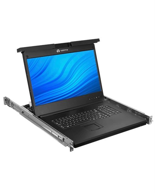 Vertiv avocent console lcd de 19 rackable, avec commutateur kvm autoview 2108 8 ports numériques ou analogiques, clavier usb, c