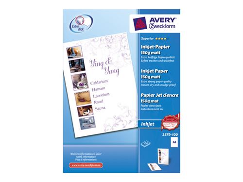 Avery Zweckform Superior Inkjet Paper 2579-100 - papier - 100 feuille(s)