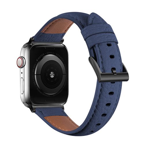 GENERIQUE - Bracelet de montre pour Apple Watch - Cuir - 44mm - Bleu - Image 2