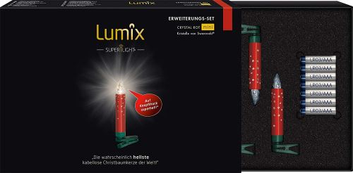 Krinner Lumix 75576 Superlight Crystal Bougies Mini sans fil Kit d'extension, 0,01 W, rouge, 1,5 x 1,5 x 9 cm