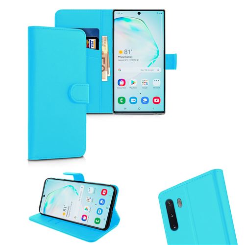 Etui Portefeuille Turquoise pour Samsung Galaxy NOTE 10 - Bleu