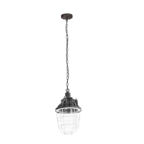 HOMEMANIA Lampe à Suspension Port - Plafonnier - Murale - Gris en Métal, Verre, Plastique, 20 x 20 x 120 cm, 1 x E27, 60 W