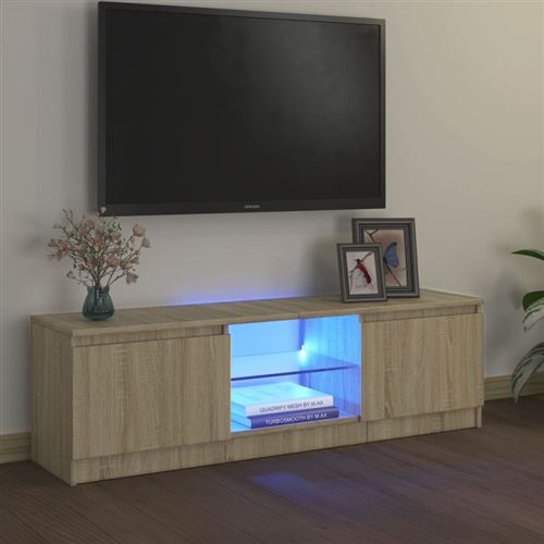 vidaXL Meuble TV avec lumières LED Chêne sonoma 120x30x35,5 cm