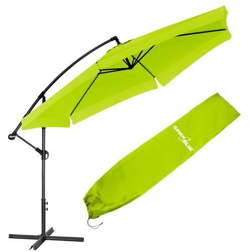 Parasol de couleur vert clair déporté jardin avec manivelle Greenblue dimensions 350x250cm.