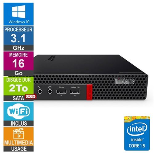 Lenovo M910X Tiny i5-6500T 3.10Ghz 16Go/2To SSD WiFi W10