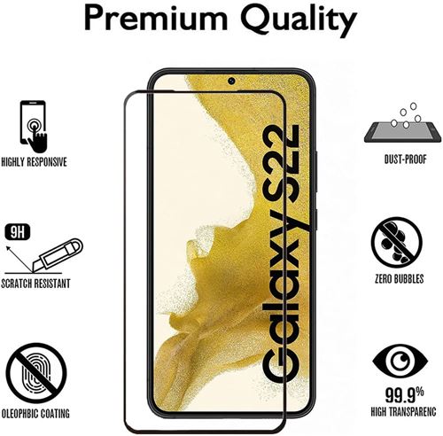 Pour Samsung Galaxy S22 5G Film de verre trempé à 9h de 9h 3D (noir)