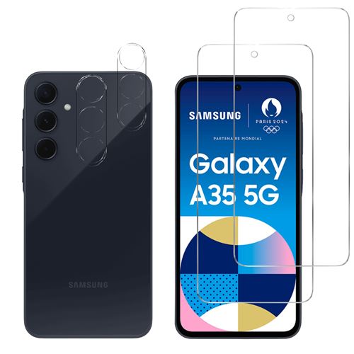 Verre Trempé pour Samsung Galaxy A35 5G et Protection Caméra [Pack 2] Film Vitre Protection Phonillico®