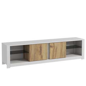 Meuble TV en bois "Aydos" 180 x 35 x 45 cm - Blanc - 1