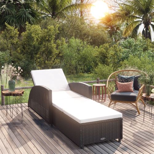 VidaXL - Sonnenliege rattan, One Size, Schwarz