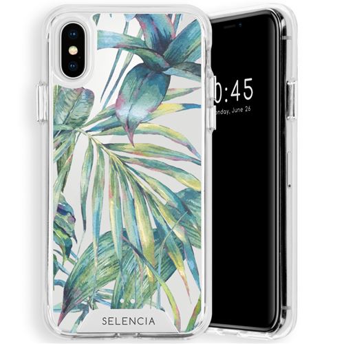 Coque pour iPhone Xs / X Selencia Feuilles de la jungle verte/Vert