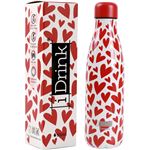 Idrink - Bouteille isotherme décorée 500 ml Coeurs