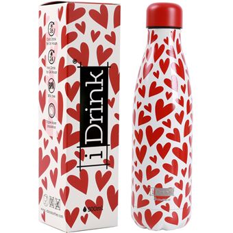 Idrink - Bouteille isotherme décorée 500 ml Coeurs