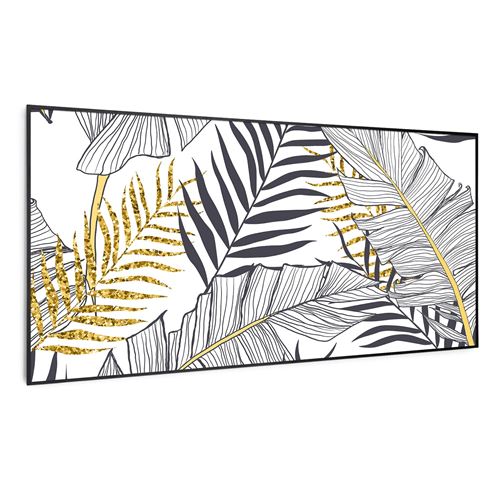 Radiateur infrarouge - Klarstein Wonderwall Air Art - Panneau chauffant - 120x60cm - 700W - Connecté - Feuilles cadre noir