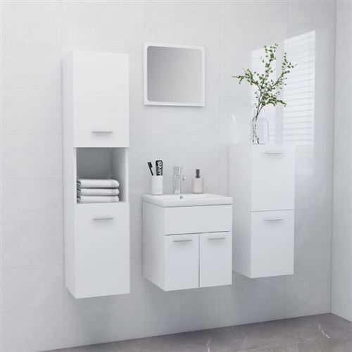 vidaXL Ensemble de meubles de salle de bain Blanc Aggloméré3070901