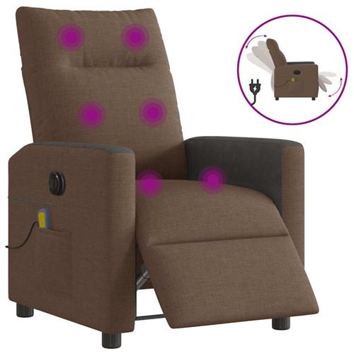 vidaXL Fauteuil de massage, relaxation électrique réglable tissu marron
