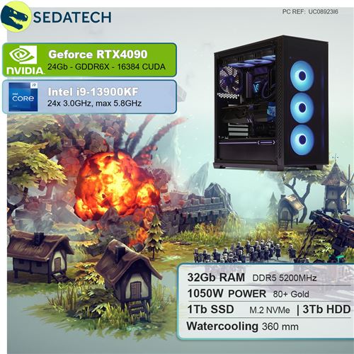190€ sur Vibox X-202 SG PC Gamer - 27 165Hz Écran Pack Incurvé - Intel i9  13900KF Processeur 5.8GHz - Nvidia RTX 4090 24Go - 32Go RAM - 2To NVMe M.2  SSD 