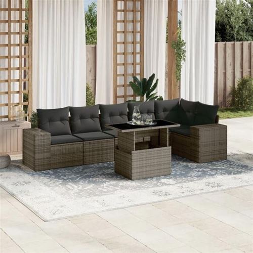 Non Communiqué Gris Salon De Jardin Modulable Vidaxl Rotin 7 Pieces 62 X 62 X 69 Cm 6 Personnes