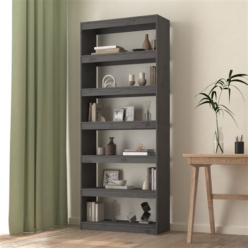 vidaXL Bibliothèque/Séparateur de pièce Gris 80x30x199,5 cm Pin solide