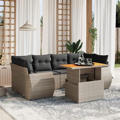 Non Communiqué Gris Vidaxl Salon De Jardin Avec Coussins 7 Pcs, Canapés De Terrasse, Ensemble De Meubles De Patio, Mobilier D'extérieur, 3272096
