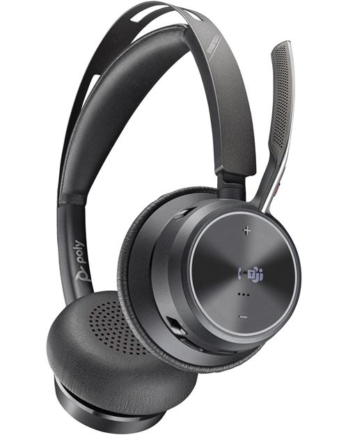 HP Poly Voyager Focus 2 - Micro-Casque - Sur-Oreille - Bluetooth - Sans Fil, Filaire - Suppresseur De Bruit Actif - Usb-A Via Adaptateur Bluetooth - Noir - Certifié Pour Microsoft Teams