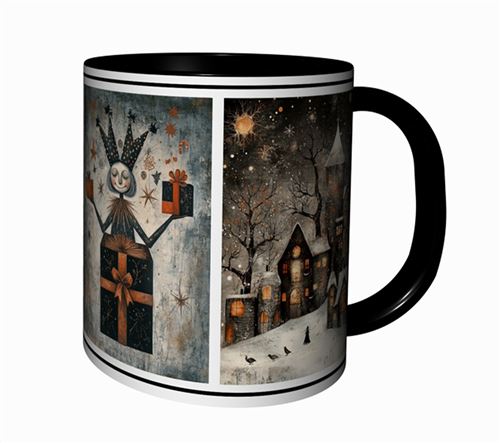 Non Communiqué Mug Tasse À Café - Mug Noel Artistique Illustration Vintage Noël Cadeau De Fetes De Fin D' Annee 4815