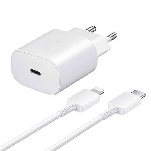 Chargeur Rapide 25W Usb-C + Câble Usb-C Vers Lightning Pour Iphone, Ipad Couleur Blanc - Visiodirect -