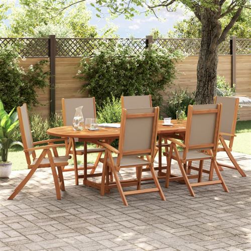 Vidaxl Chaises Pliables De Jardin Lot De 6 Bois D Acacia Et Textilène - Image 2