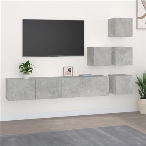 Non Communiqué Gris Vidaxl Meuble Tv Mural Béton Bois D'ingénierie