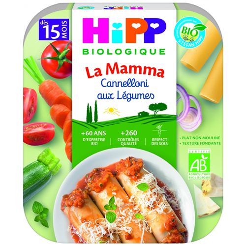 La Mamma Cannelloni aux Légumes (Dès 15 mois) - Assiette de 250g - Hipp Biologique