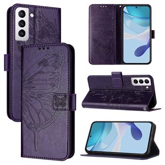 Étui FOXDOCK à rabat pour Samsung Galaxy S21 Plus motif papillon, en cuir PU antichoc, avec emplacements pour cartes intégrés et dragonne Compatible avec Samsung Galaxy S21 Plus-Violet foncé - 1